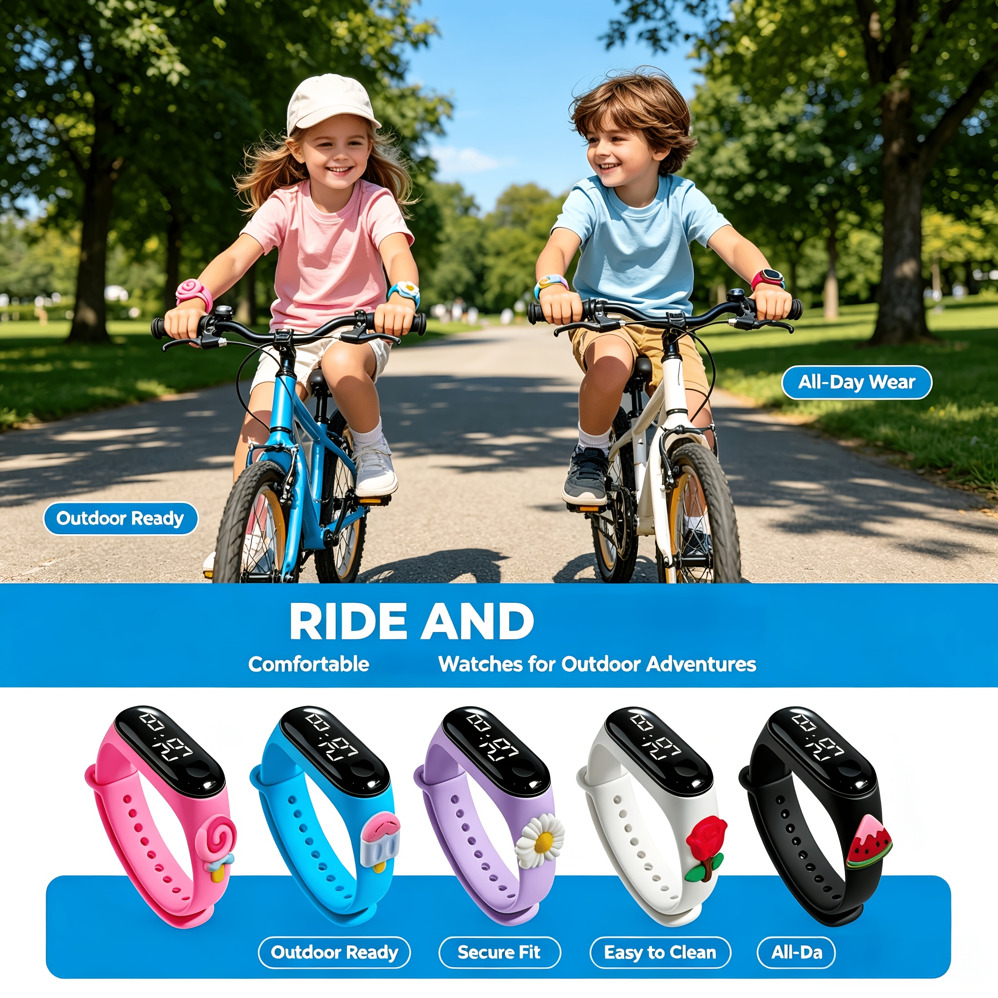 5pcs Animal Pattern Student Electronic Wristbands Set